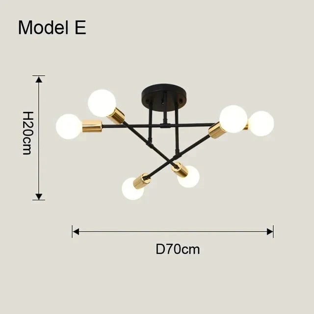 Luminária Lustre Led Pendente Minimalista Nórdica com 6 Lâmpadas