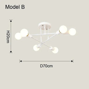 Luminária Lustre Led Pendente Minimalista Nórdica com 6 Lâmpadas