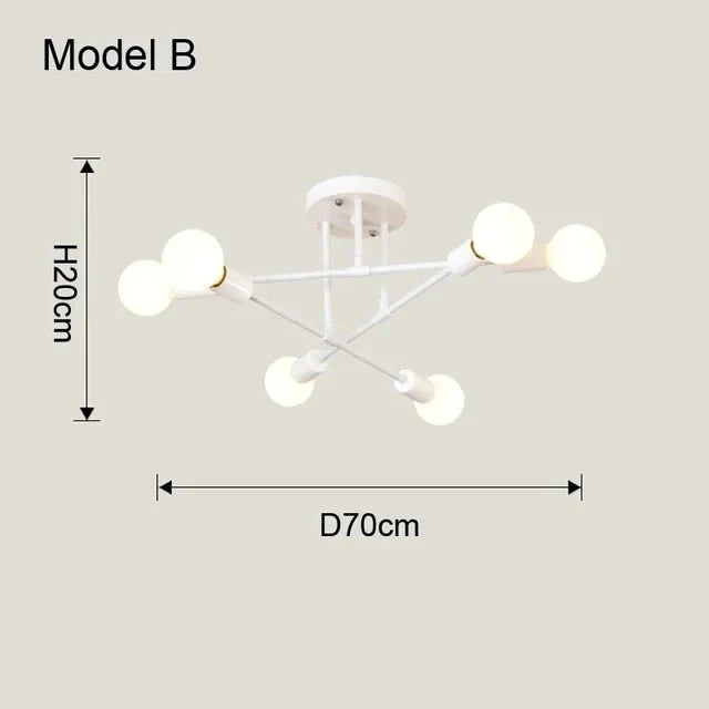 Luminária Lustre Led Pendente Minimalista Nórdica com 6 Lâmpadas