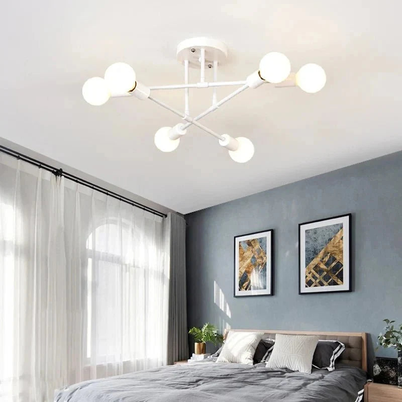 Luminária Lustre Led Pendente Minimalista Nórdica com 6 Lâmpadas