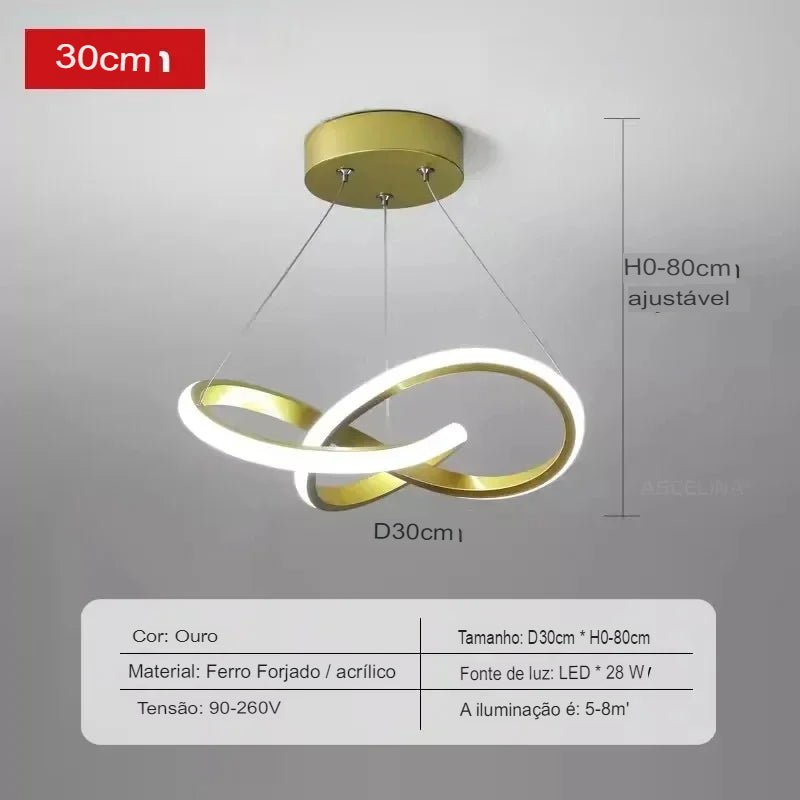 Luminária Pendente de Teto LED Nórdica Torcida