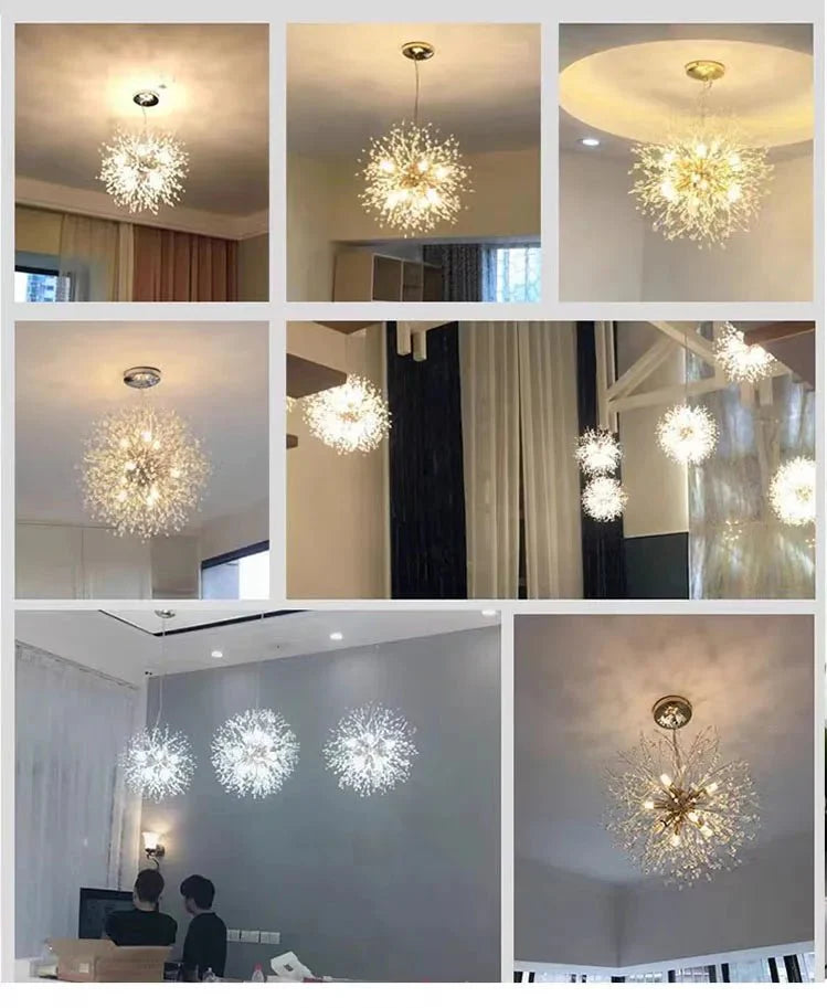 Luminária Pendente LED Artística Cristalina Modern Sky Star Fireball