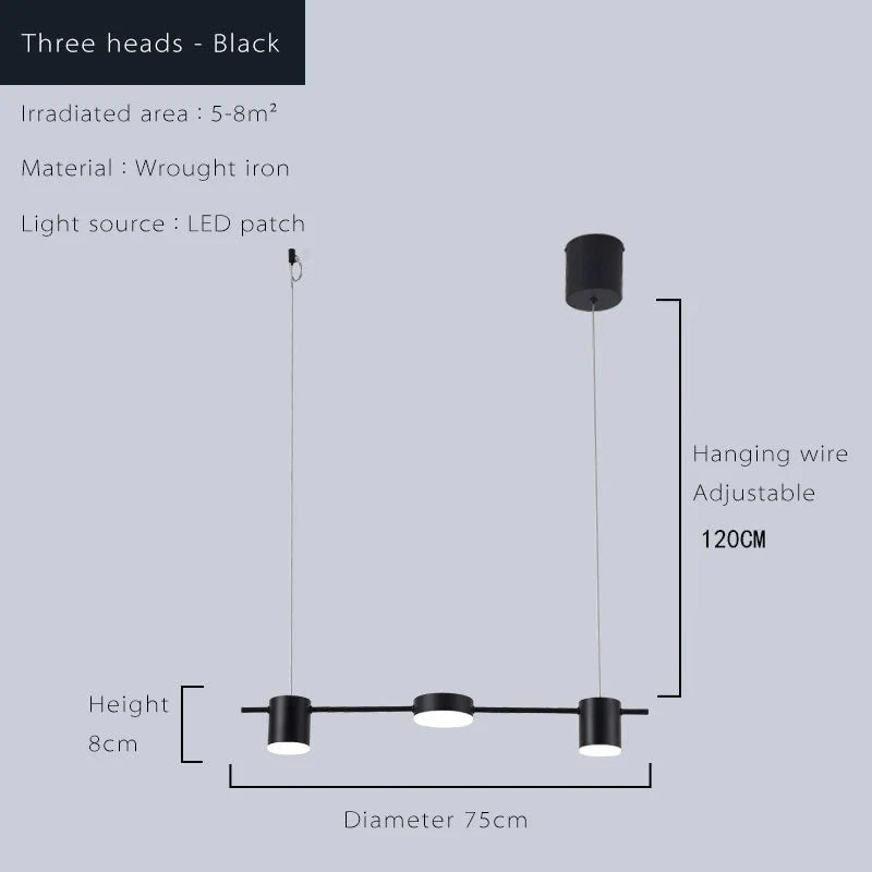 Lustre Pendente LED Moderno em Linha horizontal - 5 e 6 Leds