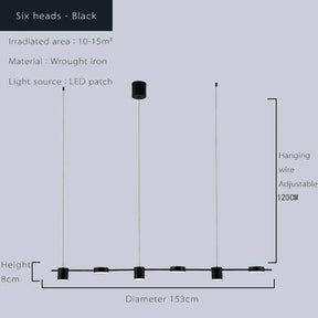 Lustre Pendente LED Moderno em Linha horizontal - 5 e 6 Leds