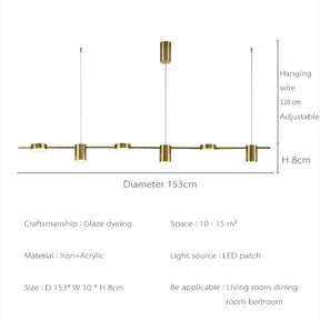 Lustre Pendente LED Moderno em Linha horizontal - 5 e 6 Leds
