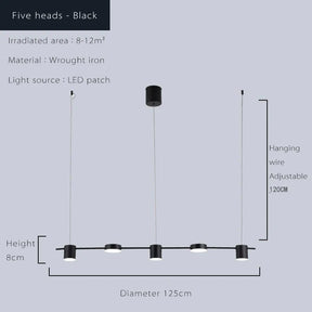 Lustre Pendente LED Moderno em Linha horizontal - 5 e 6 Leds