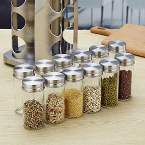Porta temperos Giratório em Inox com 16 peças