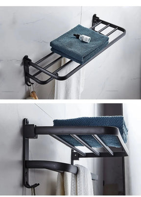 Suporte de Toalha para Montagem na Parede Preto fosco