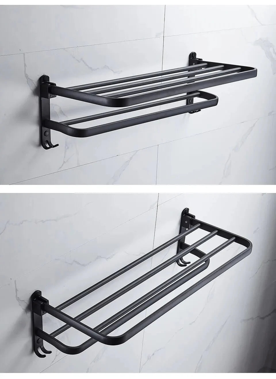 Suporte de Toalha para Montagem na Parede Preto fosco