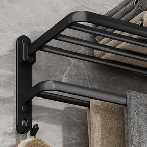 Suporte de Toalha para Montagem na Parede Preto fosco