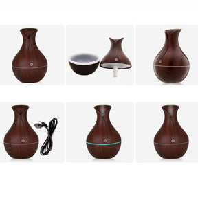 Umidificador De Ar Aromaterapia 130ml Difusor Ultrassônico Portátil Estilo Madeira Led